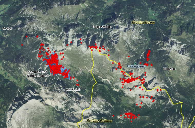 Mappa segnali del collare GPS