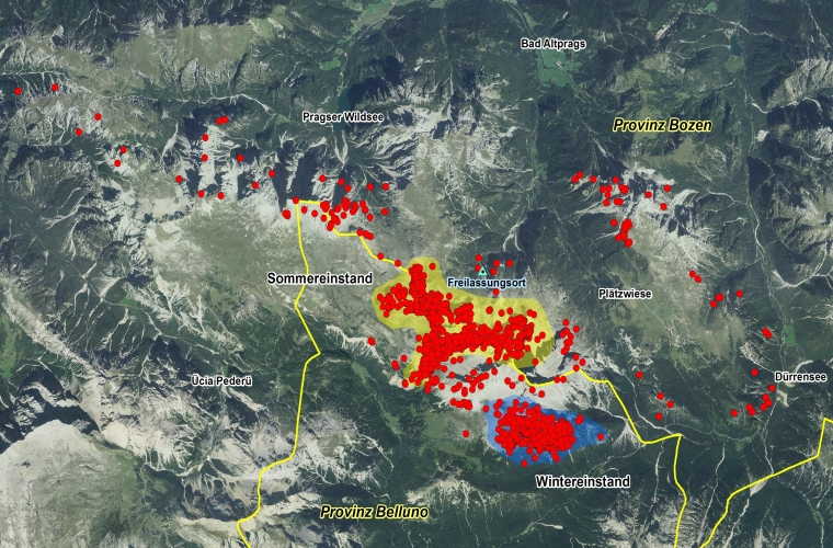 Mappa segnali del collare GPS 