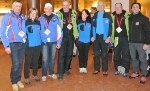 (v.l.): Siegfried Hofer (Bronze), Judith Weissensteiner (Landeszivilschutz), Hans Hofer (Tagesbestzeit), Florian Augschöll (Gold), Irene Hell (Generaldirektion), Abteilungsleiter Pollinger, Roland Pflug (Gold), Matteo Vischi (Landeszivilschutz)