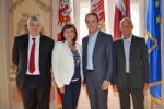 Concretisé deboriada la politica culturala dl’Euregio (d.m.c): i assessur Florian Mussner (cultura ladina), Beate Palfrader (Tirol), Philipp Achammer (cultura todëscia) y Tiziano Mellarini (Trentino). Foto: Land Tirol/Rainalter 