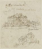 Castel Ganda con la cappella Maria della Neve, 1610 circa (Archivio provinciale di Bolzano, Codice Brandis)
