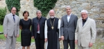 Durante la cerimonia d’apertura (d.s.): il direttore Leo Andergassen, la vicedirettrice Paula Mair, l’assessore ai musei Florian Mussner, l’abate del convento di Stams German Erd, il direttore Reinhard G.Wittmann e l’esperto di Musil, Karl Corino   