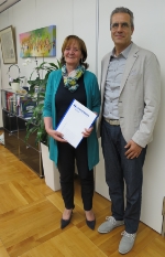 L’assessora Martha Stocker con il presidente Massimo Moretti 