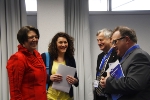 EU-Verkehrskommissarin Violeta Bulc, LRin Ingrid Felipe (Tirol), LR Florian Mussner und LR Mauro Gilmozzi bei der Übergabe des Memorandums in Innsbruck (FOTO: Aigner/Land Tirol)